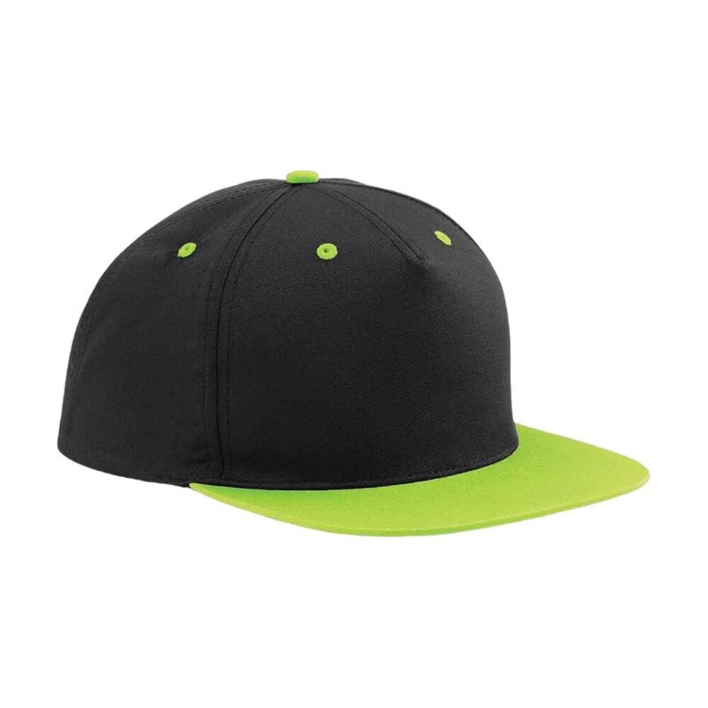 Beechfield Contrast 5 Panel  Cap / Black/Lime Green
